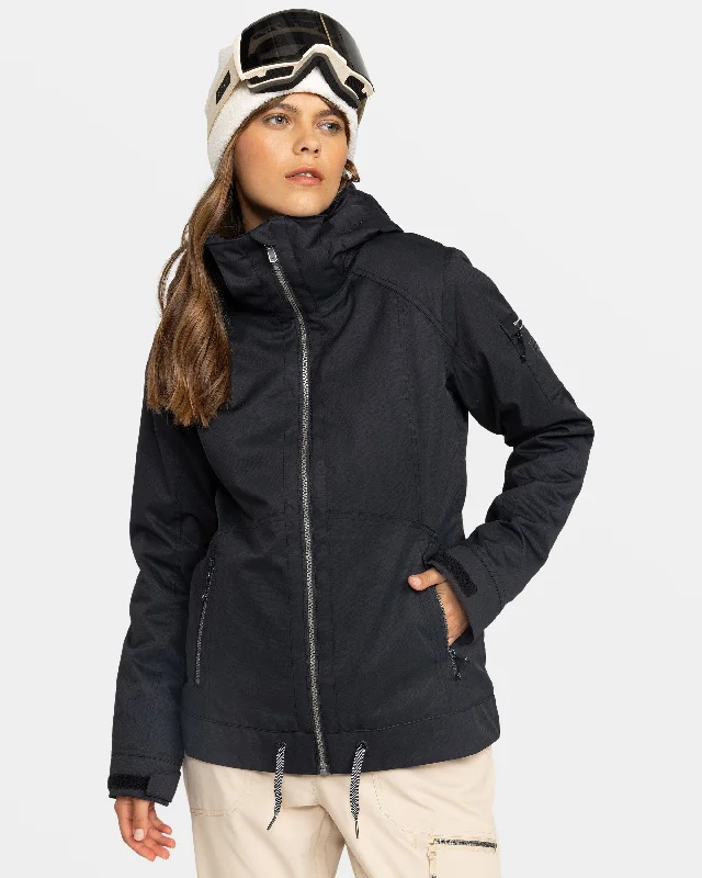 Meade Snow Jacket - True Black Hooded Caped Shawl Collar