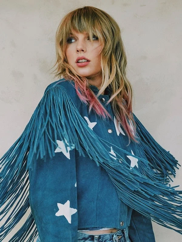 Miss Americana Taylor Swift Fringed Jacket Mesh Canvas Denim