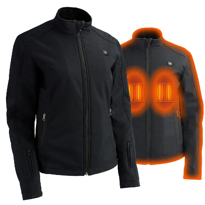 Nexgen Heat NXL2760SET Women's Black 'Heated' Soft Shell Jacket Front Zippered Front Buttoned Front Snap Front