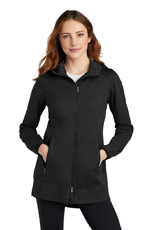 Port Authority Womens Active Wind & Water Resistant Full Zip Hooded Jacket - Deep Black Basic T-Shirt Crew Neck Short Sleeve