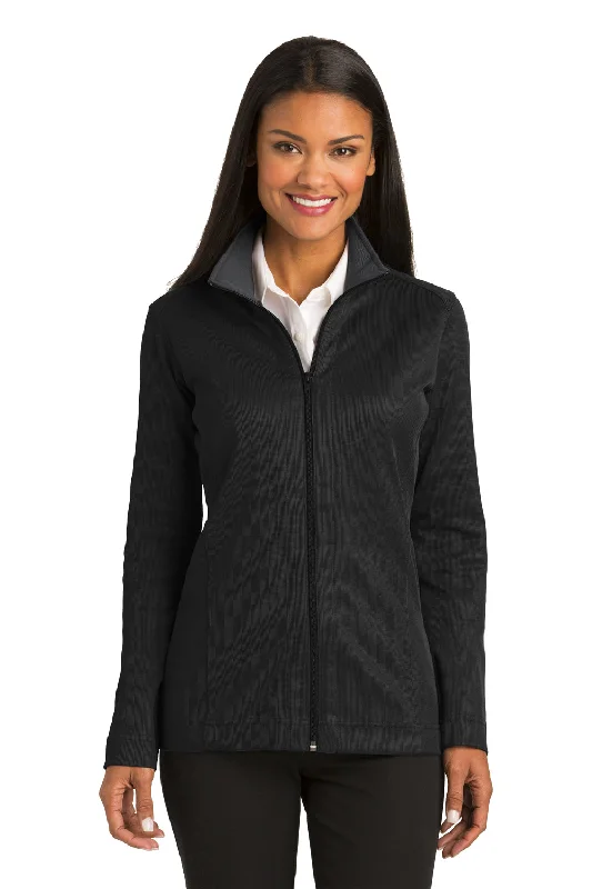 Port Authority Womens Full Zip Jacket - Black Terry Blend Velvet Blend Canvas Blend