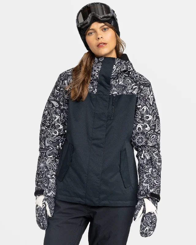 Roxy Jetty Snow Jacket - True Black Bandanas Iron Safe Non-Iron Wrinkle Free