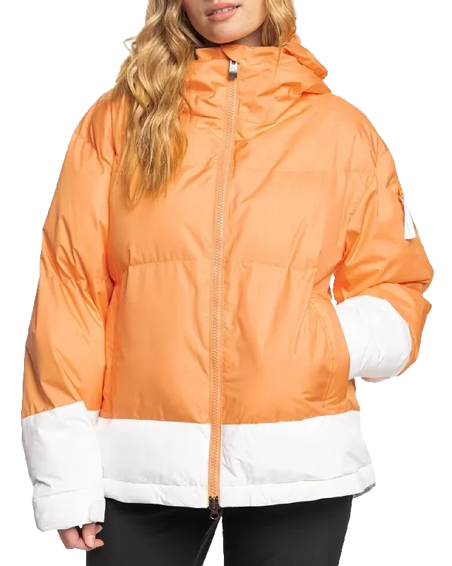 Roxy Women's Chloe Kim Puffy Technical Snow Jacket - Mock Orange Nylon Fabric Polyester Fabric Spandex Fabric