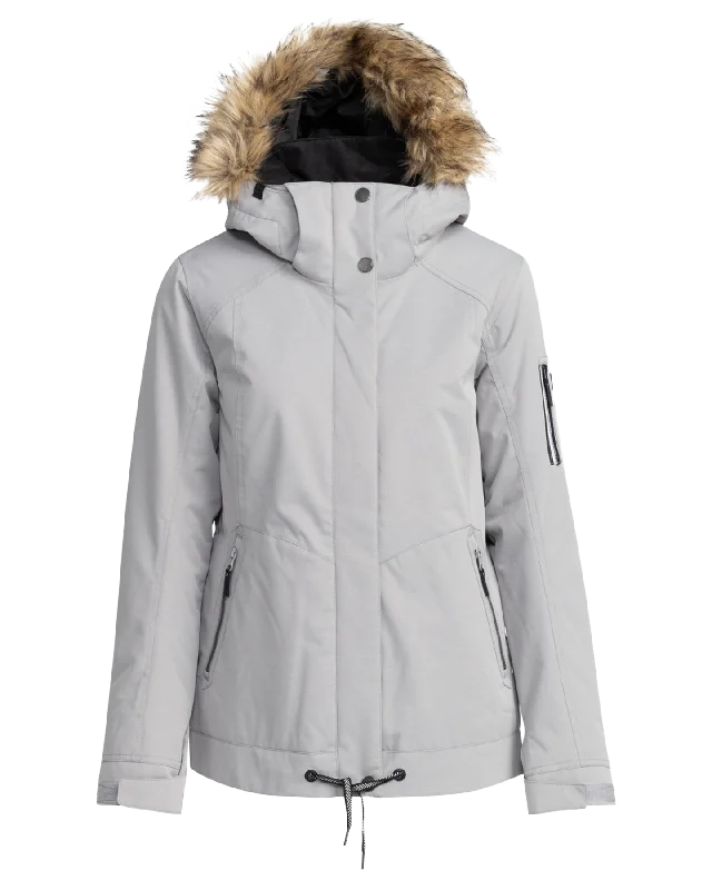 Roxy Women's Meade Technical Snow Jacket - Heather Grey Chenille Blend Fleece Blend Nylon Blend