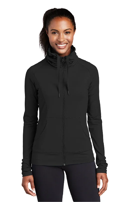 Sport-Tek Womens Sport-Wick Moisture Wicking Full Zip Jacket - Black Anti-Pilling Machine Wash Handmade