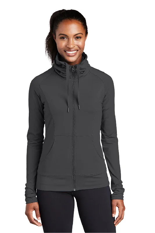 Sport-Tek Womens Sport-Wick Moisture Wicking Full Zip Jacket - Charcoal Grey Anti-Pilling Machine Wash Handmade