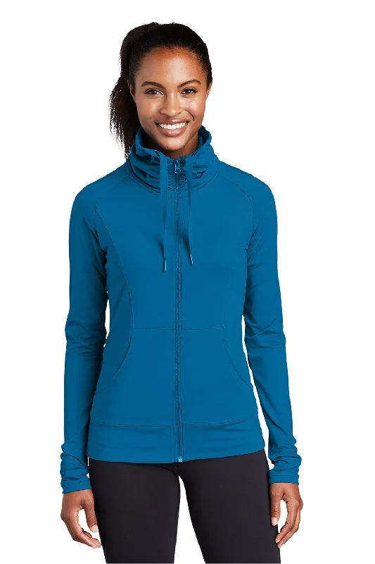 Sport-Tek Womens Sport-Wick Moisture Wicking Full Zip Jacket - Peacock Blue Real Fur Shearling Chenille