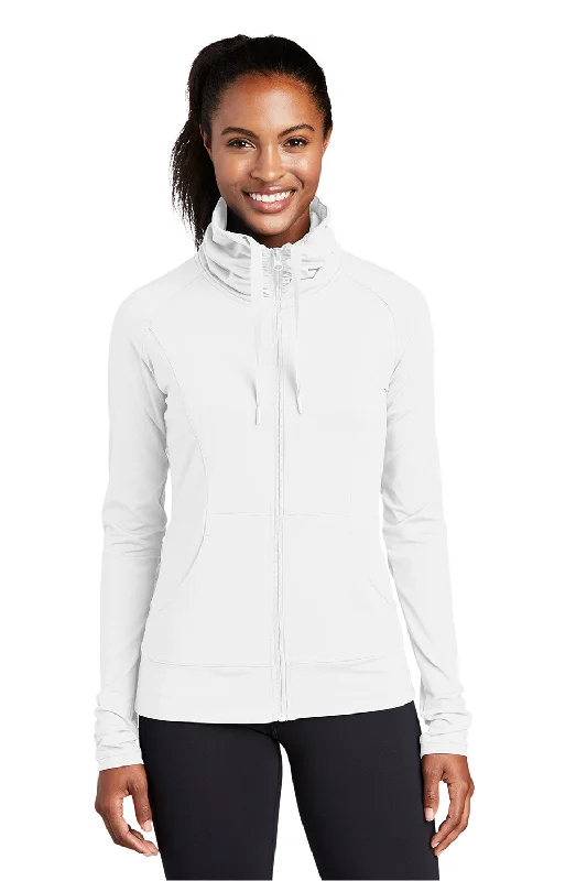 Sport-Tek Womens Sport-Wick Moisture Wicking Full Zip Jacket - White Welt Pockets Slit Pockets Flap Pockets