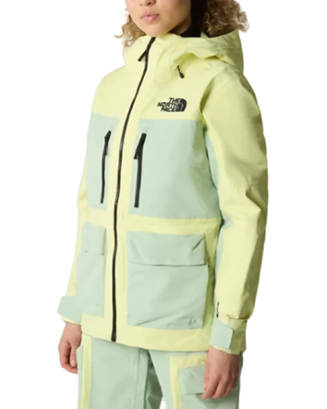 The North Face Women's Dragline Snow Jacket - Sun Sprite/Misty Sage Notch Collar Peter Pan Collar Cowl Neck