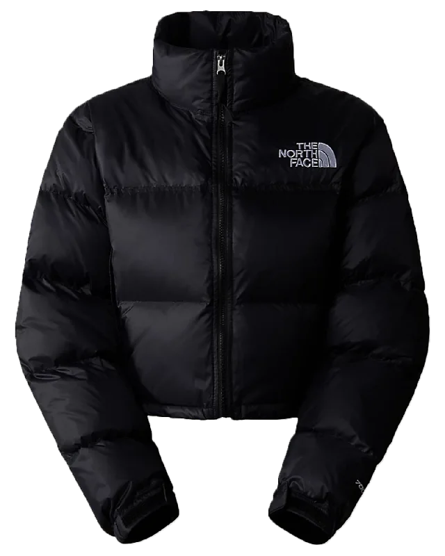 The North Face Women's Nuptse Short Jacket - Tnf Black Mesh Blend Leather Blend Suede Blend