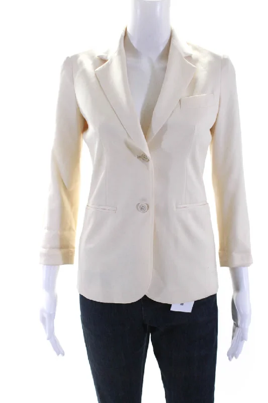 The Row Womens Button Down Suit Jacket White Front Pockets Side Pockets Patch Pockets