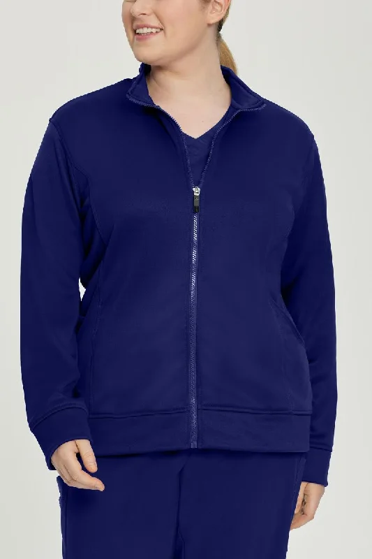 Urbane Performance Women's Zip-Up Scrub Jacket | True Navy Zippered Front Buttoned Front Snap Front