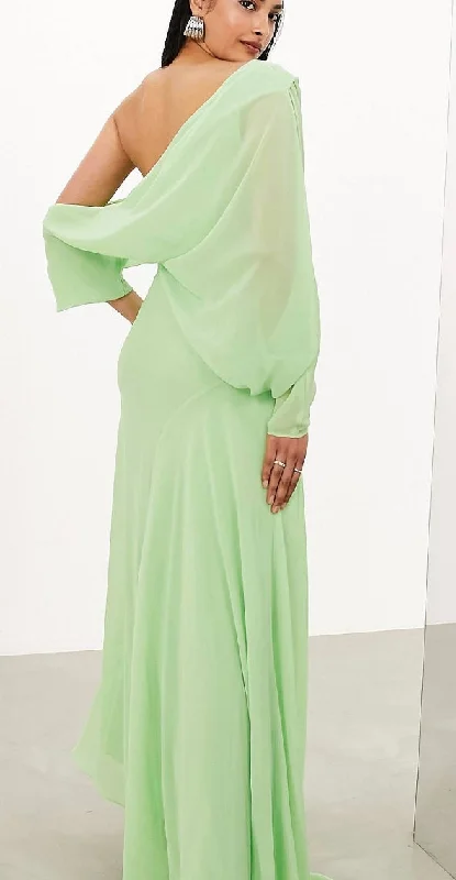 ASOS Edition Chiffon Draped Off Shoulder Maxi Dress Comfortable Fitted Maxi Dress