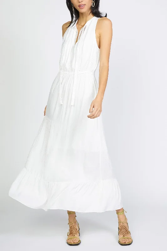 Lace Trim Maxi Dress - White FINAL SALE Fashionable Sleeveless Maxi Dress