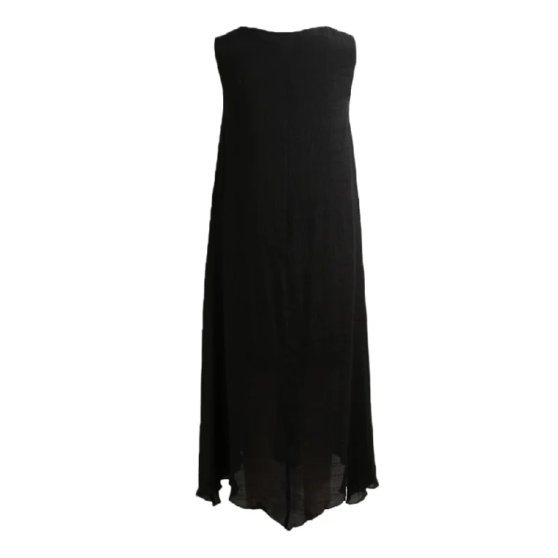 Summer XXXL 5XL Plus Size Vintage Dress Women Sleeveless O Neck Long Linen Dress Casual Loose Beach Party Maxi Dress female Comfortable Ruffle Hem Maxi Dress