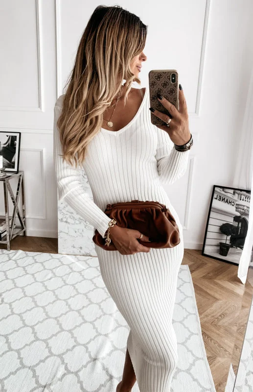 Blue Zone Planet | Autumn Winter Solid Color Long Sleeve Maxi Dress Classic V-Neck Maxi Dress Blue Zone Planet | Autumn Winter Solid Color Long Sleeve Maxi Dress Classic V-Neck Maxi Dress