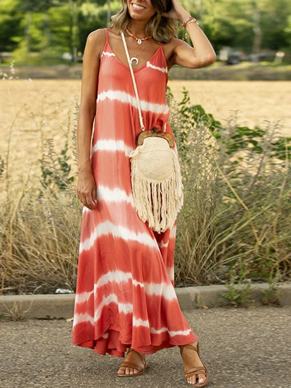 Blue Zone Planet | Spaghetti strap maxi dress with splicing stripes Trendy Short Sleeve Maxi Dress Blue Zone Planet | Spaghetti strap maxi dress with splicing stripes Trendy Short Sleeve Maxi Dress