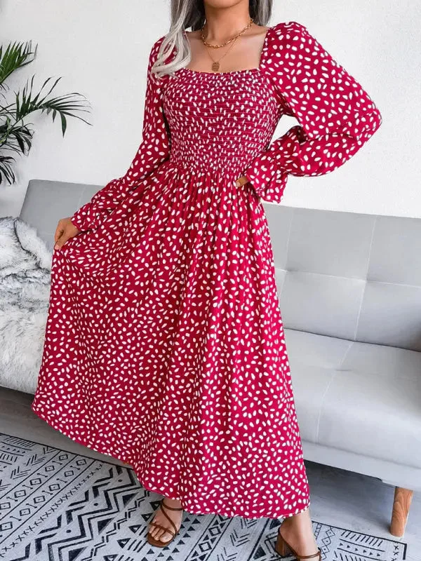 Blue Zone Planet | Square Neck Long Sleeve holiday rayon maxi dress Trendy Short Sleeve Maxi Dress Blue Zone Planet | Square Neck Long Sleeve holiday rayon maxi dress Trendy Short Sleeve Maxi Dress