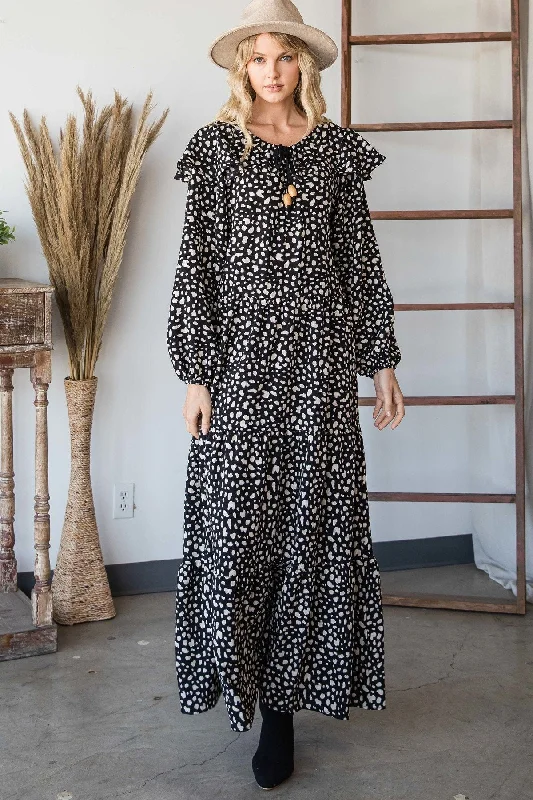 Bohemian Maxi Dress Comfortable Maxi Dress with Sleeves