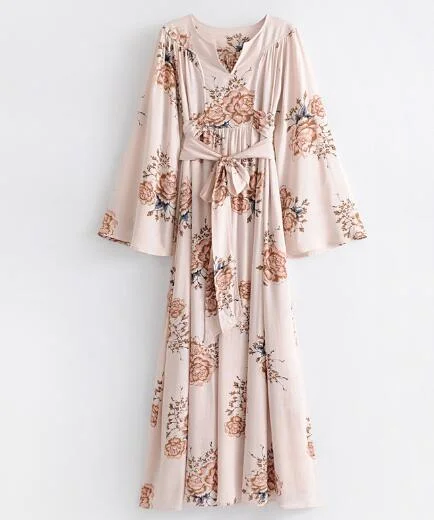 maxi dress 2022 spring vintage floral print cotton flare lone sleeve empire long women dress bohemia floor-length dresses Comfortable Fitted Maxi Dress maxi dress 2022 spring vintage floral print cotton flare lone sleeve empire long women dress bohemia floor-length dresses Comfortable Fitted Maxi Dress