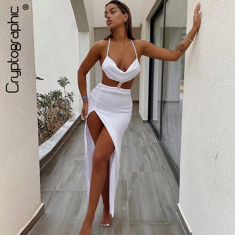 Cryptographic Straps Sexy Backless Split Maxi Dress Summer Holiday Elegant Cut Out Sleeveless Dresses Evening Club Party Solid Elegant Maxi Dress with Belt Cryptographic Straps Sexy Backless Split Maxi Dress Summer Holiday Elegant Cut Out Sleeveless Dresses Evening Club Party Solid Elegant Maxi Dress with Belt