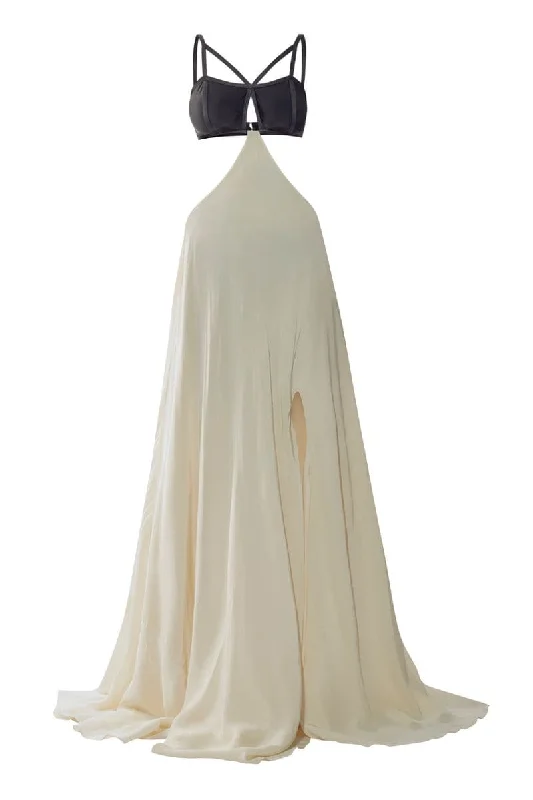 EMA BUSTIER FLARE MAXI DRESS Classic Solid Maxi Dress