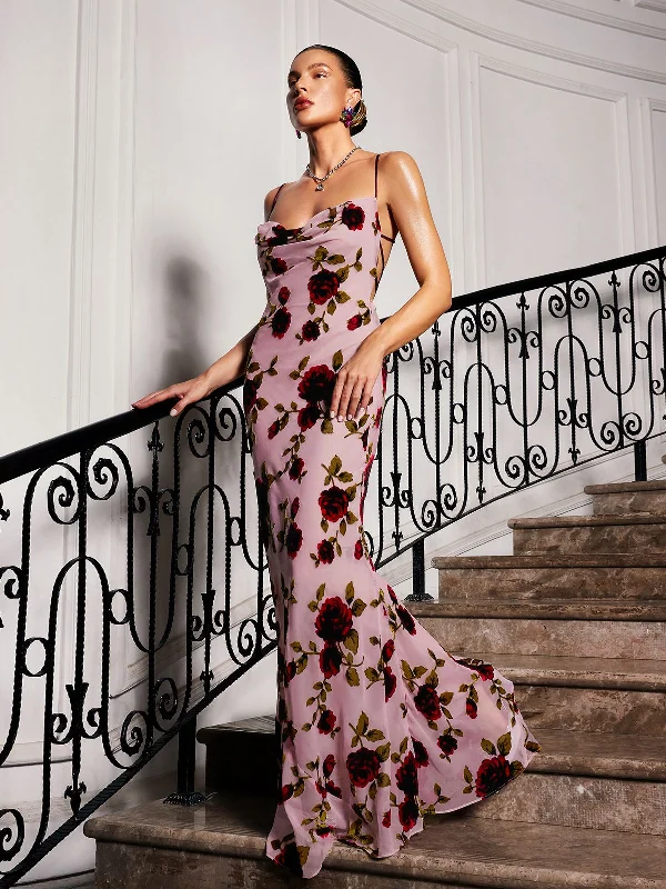 Gilead Spagehtti Floral Maxi Dress Stylish One-Shoulder Maxi Dress