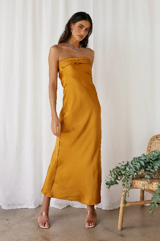 Gleam In Gold Maxi Dress Yellow Stylish Longline Maxi Dress