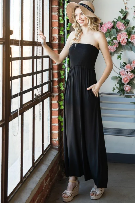 Heimish Full Size Strapless Maxi Dress Fashionable Halter Neck Maxi Dress