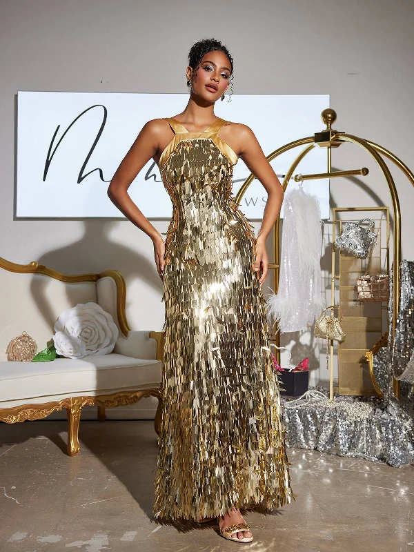 Leosan Bow Sequin Maxi Dress Cozy Longline Maxi Dress
