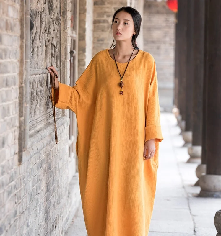 Linen dress big size Batwing Cotton Women Long Dress Oversized Zen style Solid Robe ete 2022 Femme Gown Loose Casual Maxi Dress Elegant Maxi Dress with Drapes Linen dress big size Batwing Cotton Women Long Dress Oversized Zen style Solid Robe ete 2022 Femme Gown Loose Casual Maxi Dress Elegant Maxi Dress with Drapes