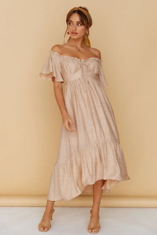 Moonchild Maxi Dress Brown Fashionable Maxi Dress with Fringe