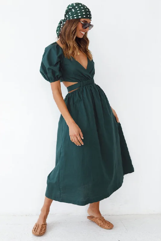 No Matter Maxi Dress Forest Green Trendy Floral Print Maxi Dress