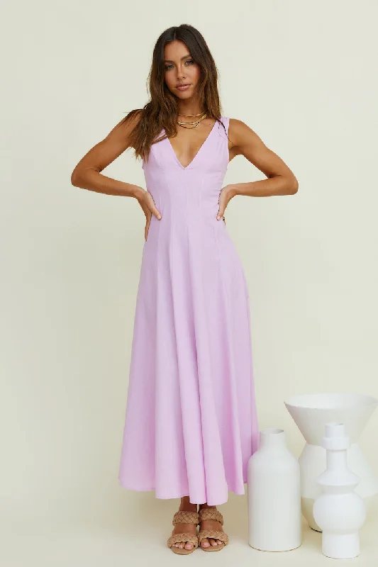 Open Meadows Maxi Dress Lilac Trendy V-Neck Maxi Dress
