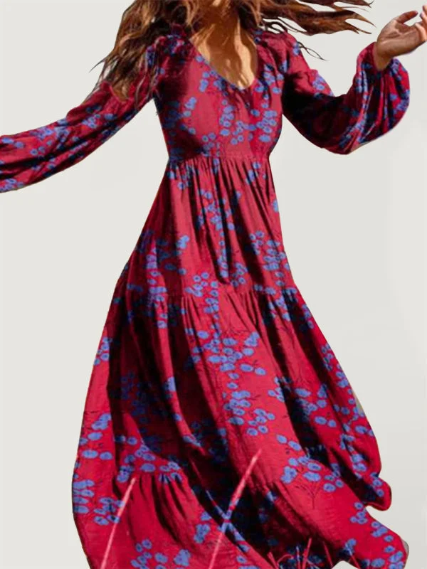 Blue Zone Planet | Paneled crinkled bohemian oversized cotton-print maxi dress Elegant Wraparound Maxi Dress Blue Zone Planet | Paneled crinkled bohemian oversized cotton-print maxi dress Elegant Wraparound Maxi Dress