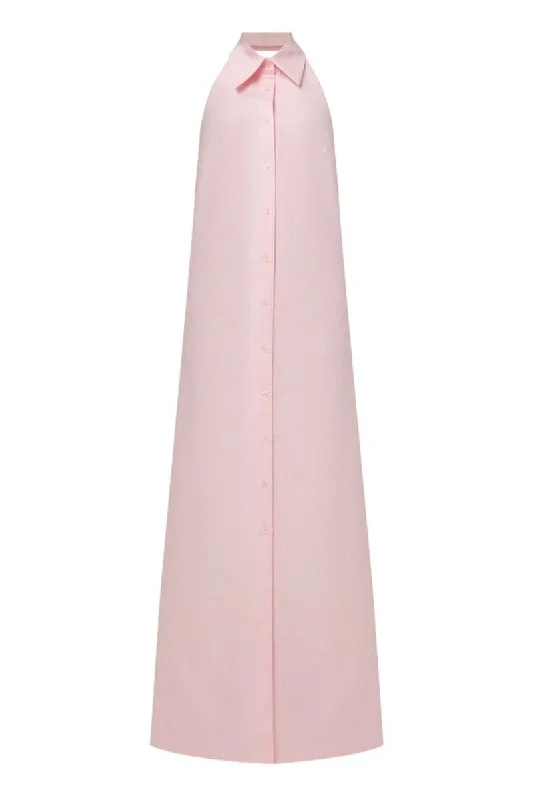 PINK SHIRT MAXI DRESS Cozy Spaghetti Strap Maxi Dress