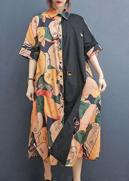 Plus Size Print Patchwork Cotton asymmetrical designside open Summer Maxi Dress Stylish Boho Maxi Dress