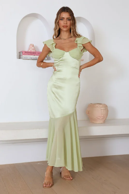 Pretty Wishes Maxi Dress Green Comfortable Plunging Neckline Maxi Dress