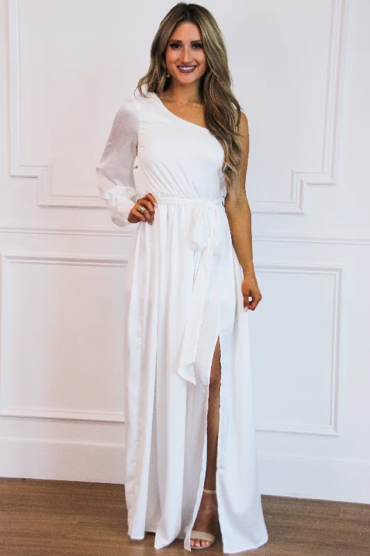Regal Nights Maxi Dress: White Trendy Floral Print Maxi Dress