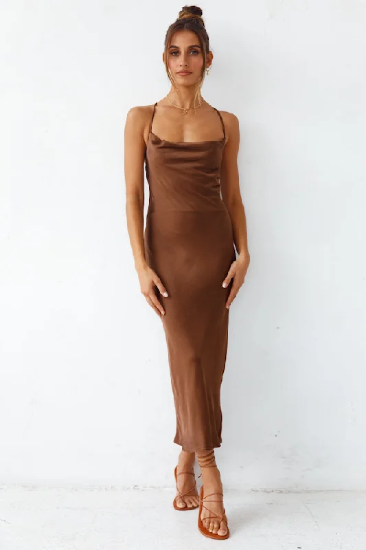 Sanctuary Maxi Dress Brown Fashionable Faux Wrap Maxi Dress