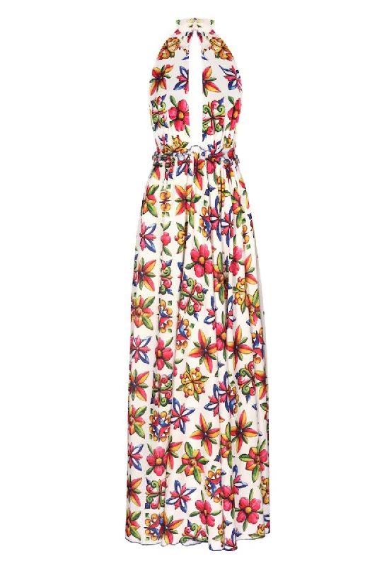 SICILIA HALTERNECK MAXI DRESS Cozy Ruffle Sleeve Maxi Dress