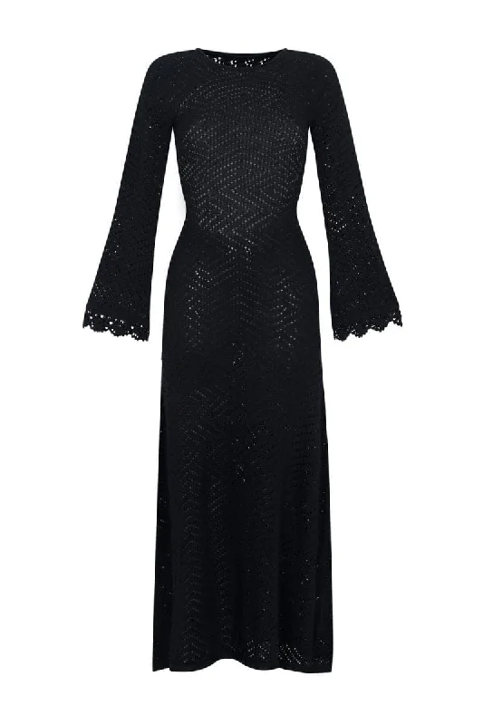SOL BLACK BACKLESS MAXI DRESS Fashionable High-Low Maxi Dress