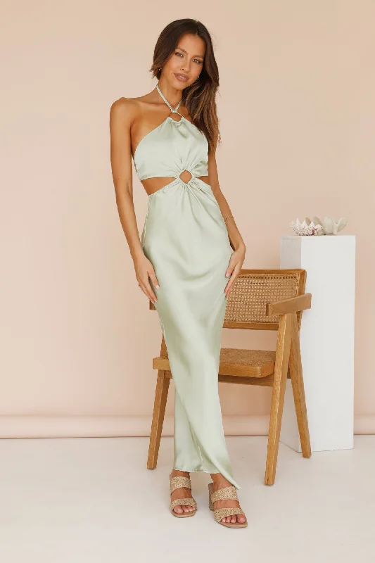Soul Voices Maxi Dress Green Fashionable High-Waist Maxi Dress