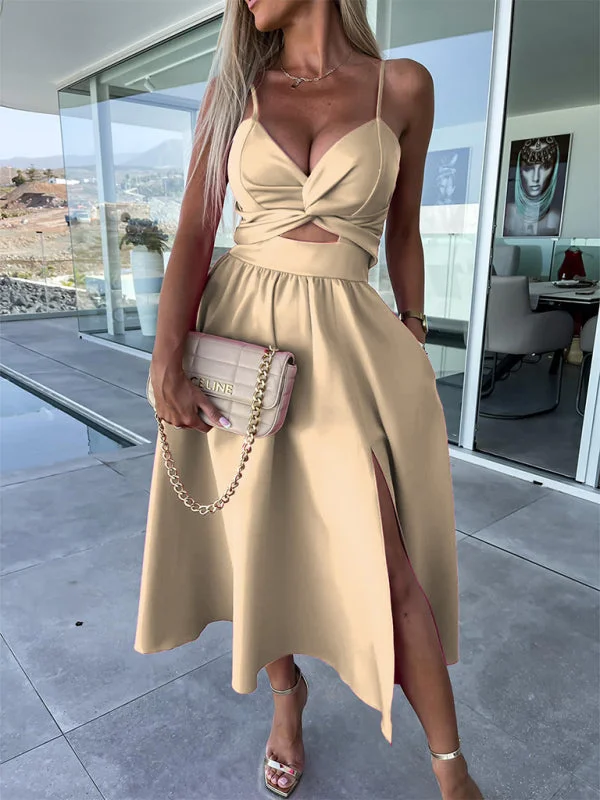 Blue Zone Planet | Spaghetti Strap Cutout Maxi Dress Stylish Empire Waist Maxi Dress
