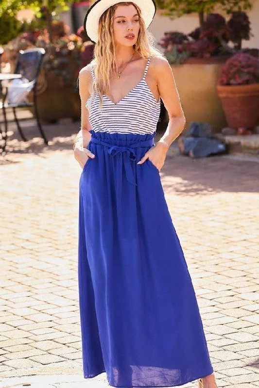Striped Print Cami Sol Top Hi-waist Skirt Side Pocket Maxi Dress Comfortable Casual Maxi Dress Striped Print Cami Sol Top Hi-waist Skirt Side Pocket Maxi Dress Comfortable Casual Maxi Dress