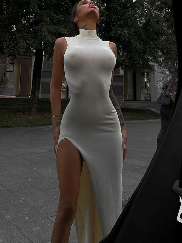 Summer Slit Maxi Dress for Women Elegant Holiday Sexy Sleeveless Club Party Tank Sundresses Solid Clothes Chic Off-Shoulder Maxi Dress Summer Slit Maxi Dress for Women Elegant Holiday Sexy Sleeveless Club Party Tank Sundresses Solid Clothes Chic Off-Shoulder Maxi Dress