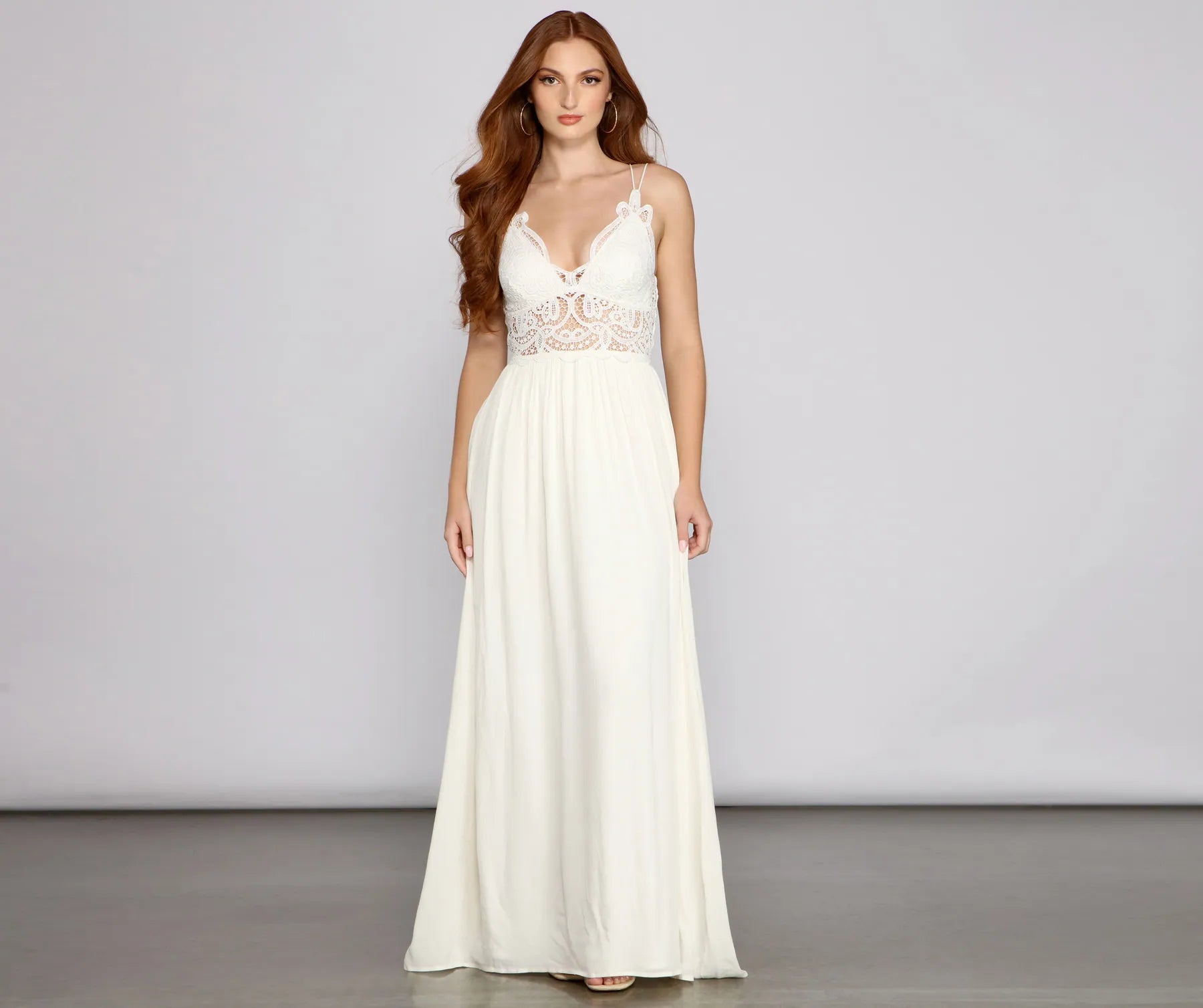 Swept Away Crochet Lace Maxi Dress Trendy Satin Maxi Dress