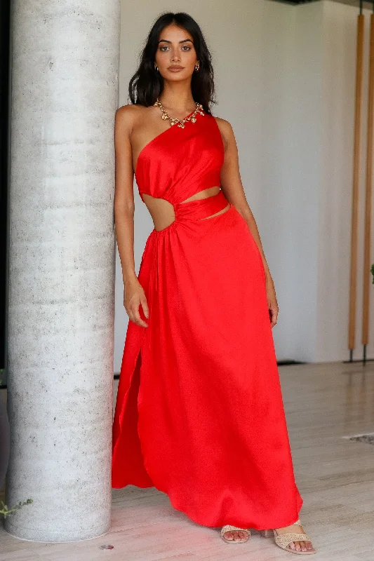 We Got This Feeling Maxi Dress Red Cozy Open-Back Maxi Dress