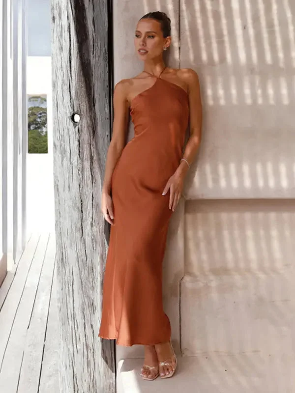 Blue Zone Planet | Halterneck Backless Elegant Maxi Dress Casual Maxi Dress with Pockets Blue Zone Planet | Halterneck Backless Elegant Maxi Dress Casual Maxi Dress with Pockets