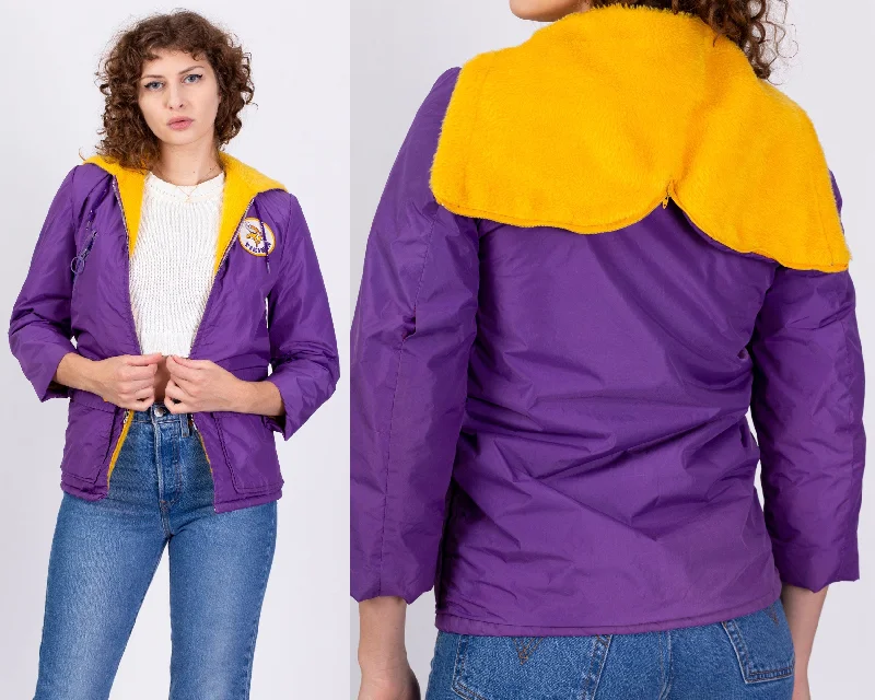 80s Minnesota Vikings Hooded Jacket - Petite XXS Bomber Jacket Anorak Windbreaker